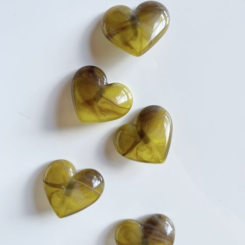 【4pcs pistàcchio brown #16-12】marble heart ヘアゴムパーツ