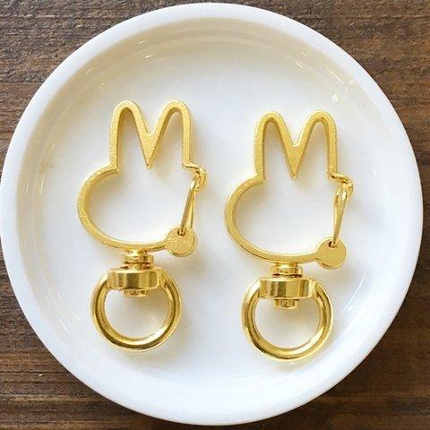 5個セット／ぷっくりほっぺがかわいい！うさぎのナスカン・兎回転カン・ウサギキーホルダー金具・バッグチャーム制作などに〇/型番4－Ａ(5個)