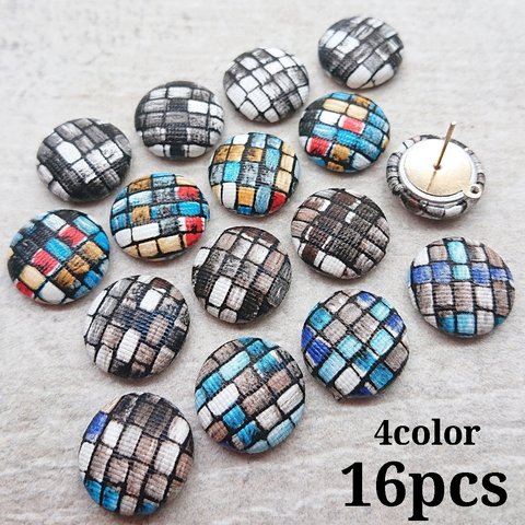 【cbtt558】【15mm】【16個】petit mosaic pattern cabochon  プチ・モザイク・フェイクレザー・カボション・貼り付け・デコ