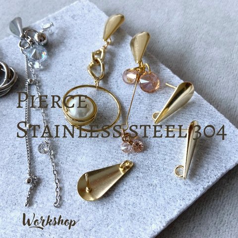 ☆再入荷☆【4pcs】ステンレス304ピアス　ドロップ  ゴールド