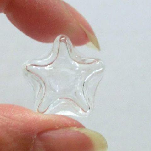 ◆送料込み！◆星型ガラス(ガラスドーム）リング金具付き21mm 1個