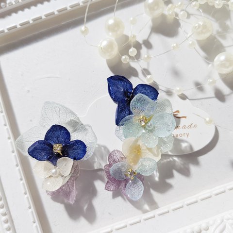 紫陽花イヤーカフ＆ピアス