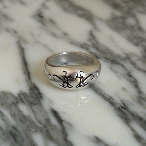 silver heart tattoo ring