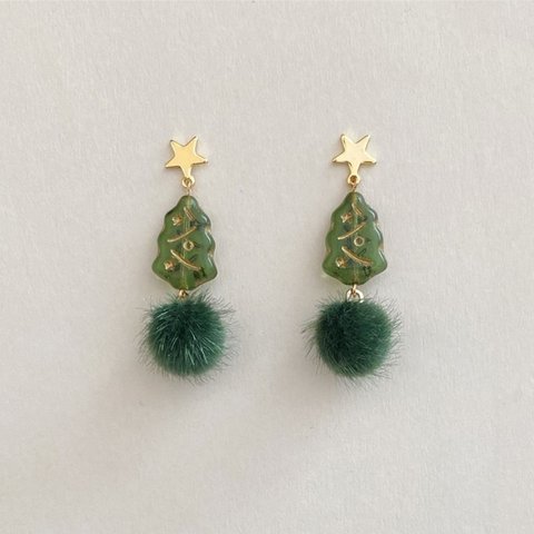 クリスマスプレゼント/ハンドメイド/ベルベット/かわいい/イヤーフック