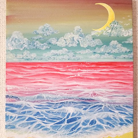 海　絵　風景画　アート　アクリル絵の具　一点物　原画