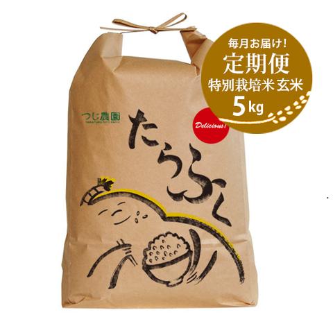 送料無料！定期便 特別栽培玄米5kg　たらふく特別栽培米【定期便・一括払】12か月分