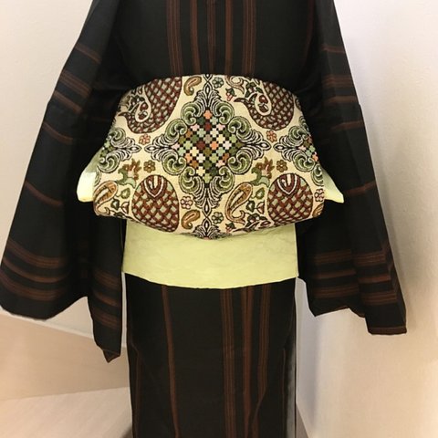 ●SALE● 25,000円→23,000円【リバーシブル名古屋帯】正絹青紅葉柄/ゴブラン織り鯉の滝登り柄