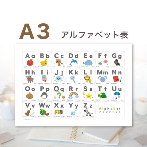 【A3-アルファベット表】 A3サイズ「ABC表」知育ポスター