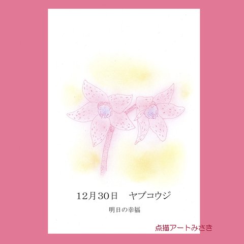 12月30日誕生花カード（花言葉つき）点描画