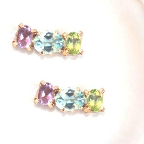 - grape - Topsz & Peridot & Amethyst Earrings