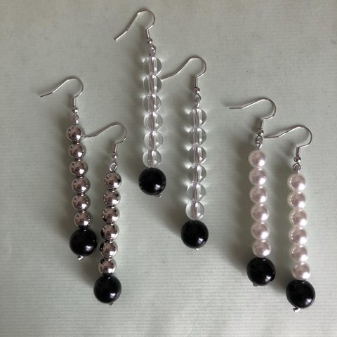 round beads （clear/metal/pearl）（ピアス/イヤリング）