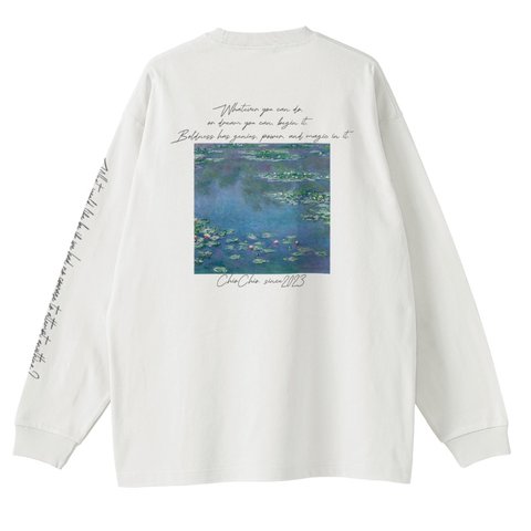 ロングスリーブＴシャツ　Suiren  「睡蓮」　Les Nymphéas／クロード・モネ　Claude Monet   ビックシルエット　極厚生地　コットン100% パブリックドメイン 