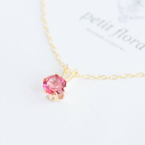 14kgf-petit jewelry ネックレス（ピンクトパーズ6ｍｍ）