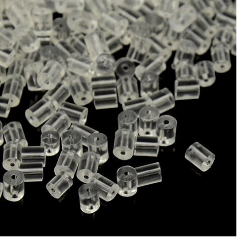 250ペア(500ヶ) プラスチック製ピアスキャッチ (円柱) 約3MM