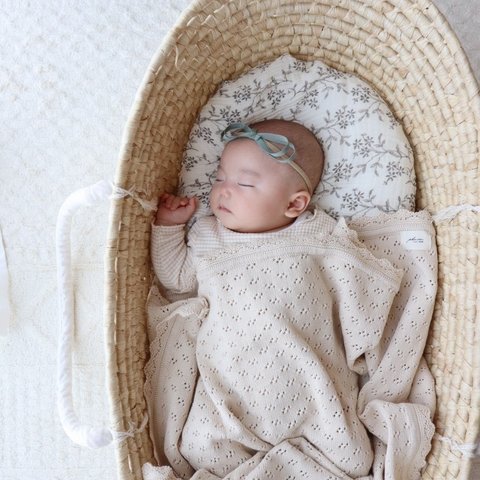 【再販】透かし編み knit blanket おくるみ 出産祝い