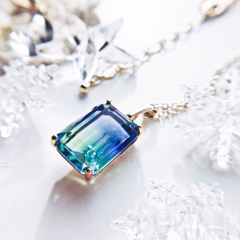 Glass jewelry  ガラスの宝石 ネックレス   blue&lightgreen   