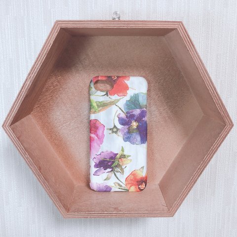 iPhoneケース White×pansy flower《送料無料》