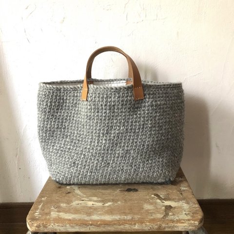  wool100/毛糸のトートバッグ/M