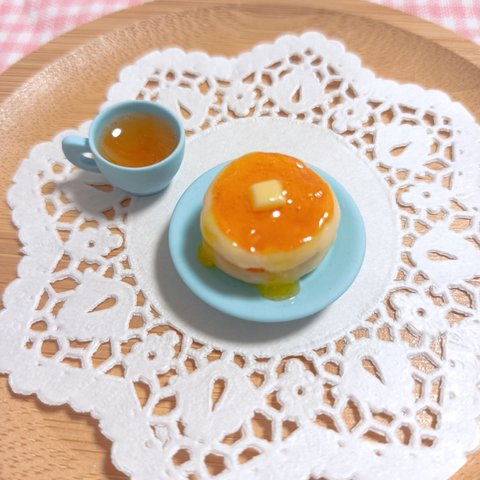 ホットケーキ&紅茶（ブルー）☆ミニチュアフード