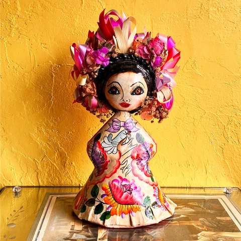 Vintage Handmade Mexican Folk Art Paper Mache Doll