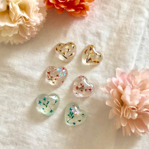 小花とホロ♡ハートピアス