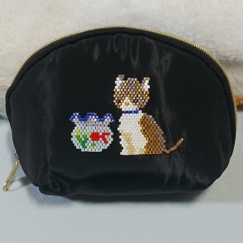 猫と金魚鉢のポーチ🐈️🐟️👝