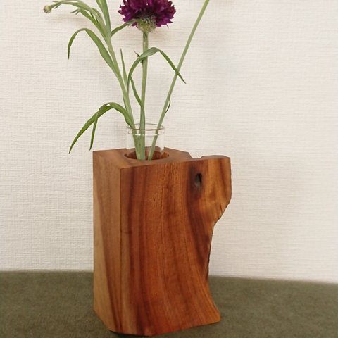 木製 一輪挿し 花瓶 楠(くすのき) ハンドメイド