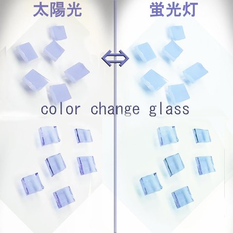  光で色が変わる変色性ガラス　アレキサンドライト効果　カラーチェンジガラス　フュージング用 ３g　・おうちdeガラス工芸　Myオリジナルのガラスパーツ作り アクセサリーに　レジン封入可