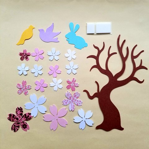 【卒園・卒業にも！】桜、咲かそう！おうちでハンドメイド。カード台紙付きですぐに作れます！アルバム素材にも。