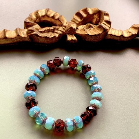 【1連25コセット】JIRI＊IVANA#czech beads#チェコビーズ　rondel9✖️6㍉  blue＊garnet mixassort/ bronze