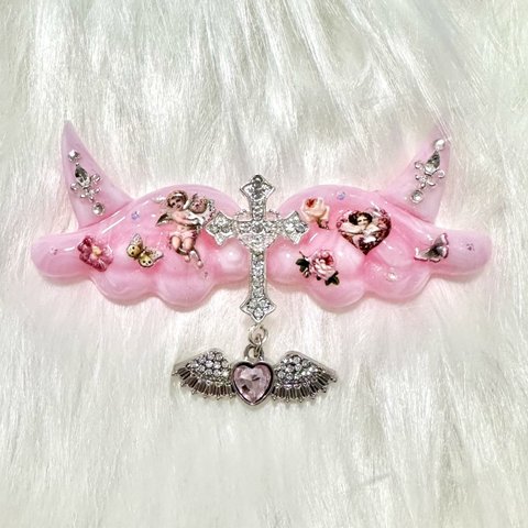 【1点物】ʚふわわデビルシリーズɞ ハンドメイド ハンドメイドアクセサリー ヘアピン バレッタ ヘアゴム ゆめかわいい 病みかわいい 天使界隈 韓国系 個性派 原宿系 ロリィタ 量産 地雷系 羽 ツノ