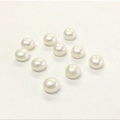 淡水真珠 ボタン  10pieces    8mm×8mm×5mm   両穴