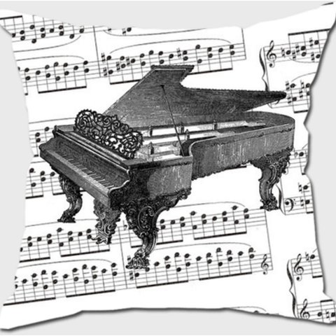 ピアノのクッションカバー(楽譜)【楽器シリーズ】