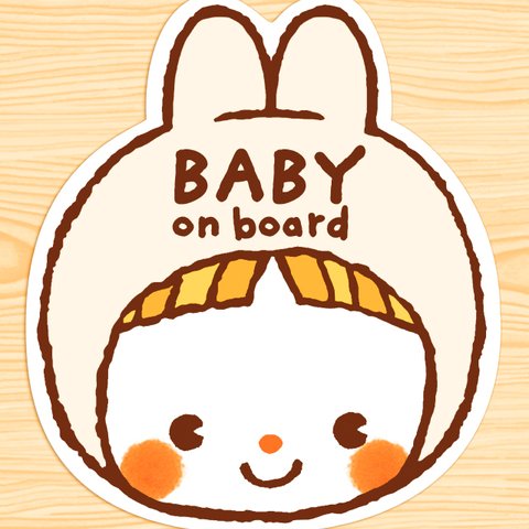 うさぎ　兎年　ベビー　baby on board 　マグネットステッカー(うさぎちゃん）