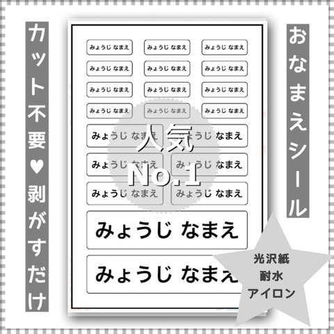 お名前シール 光沢シール 20分割  無地タイプ