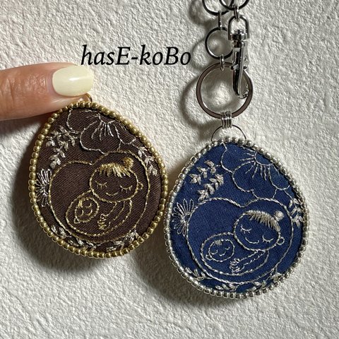 刺繍マタニティマークキーホルダー(ゴールドorシルバー)