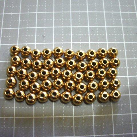 ステンレスビーズ　金色　６ｍｍ　50個