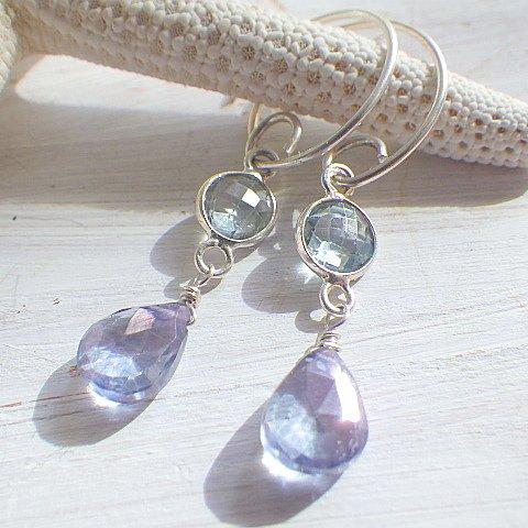 Blue Topaz & Mystic Blue Quartz Earrings *sv925*