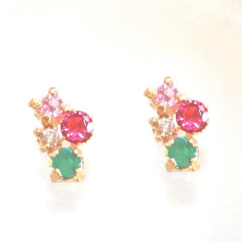 Merry Christmas☆彡 k18gp Diamond & Ruby & Emerald & Sapphire