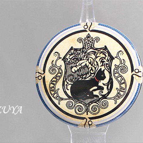 【獅子座】黒猫メヘンディ缶バッチ(38mm)◎送料込み◎