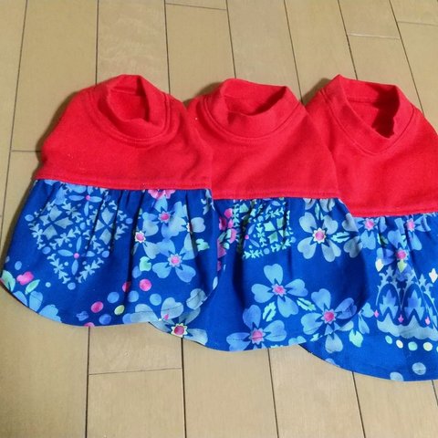 小さなワンコ服【赤×青】
