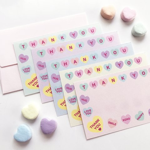 【封筒付き】サンキューカード♡Candy Hearts♡キャンディーハーツ