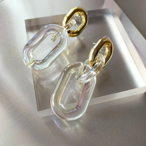 1ペア// クリアピアス アクリル ピアス チェーンピアス インポートアクセサリー 大人アクセサリー 大人可愛い プチプラアクセサリー クリア PA17