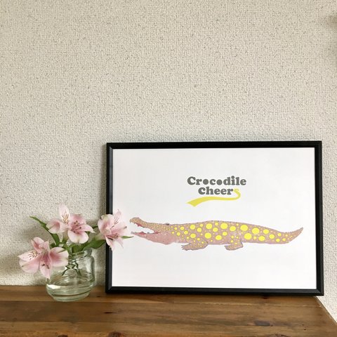 ワニと涙？　crocodile　アートポスター　オリジナルイラスト　A4/B4/A3