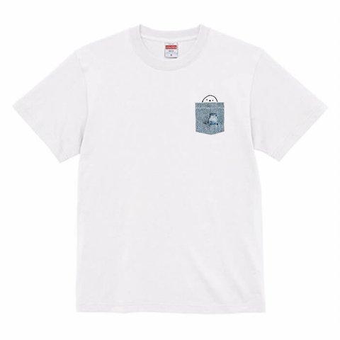 シマエナガTシャツ ＃33 ポケットTシャツ風 ひょっこりシマエナガ デニム【受注生産】