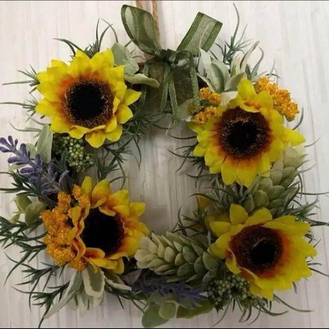 artificial flower wreathe〜lavender＆sunflower〜