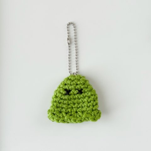 crochet ghost keychain green  / かぎ針編み おばけ キーホルダー グリーン