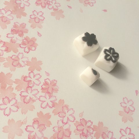    【受注制作】〜cherry blossoms〜 ミニ桜はんこ３点セット