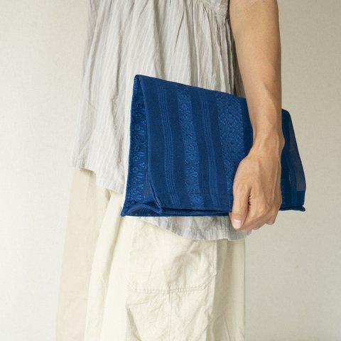 帯使用のかばん／クラッチバック／博多織紗献上／ブルー