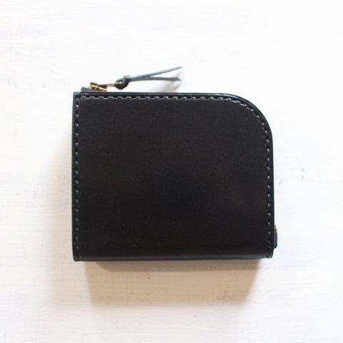 【受注生産品】L字ファスナー小さい財布 ～栃木ブラックヌメ オールブラック～